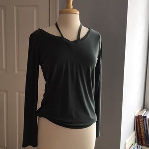 dark green thin long sleeve top